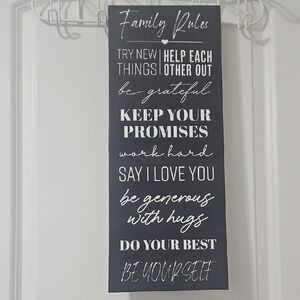 Family Rules Black and White Art Print